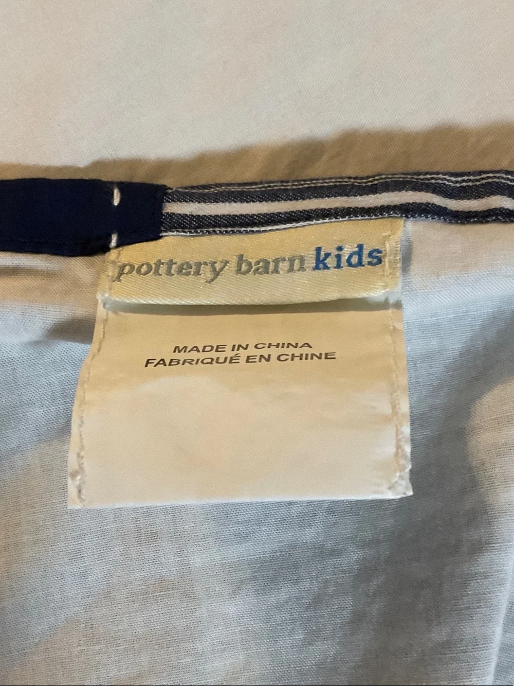 Pottery Barn Kids Navy and White Striped Crib Skirt